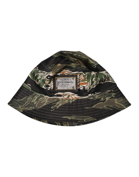 Camouflage bucket hat with adjustable strap