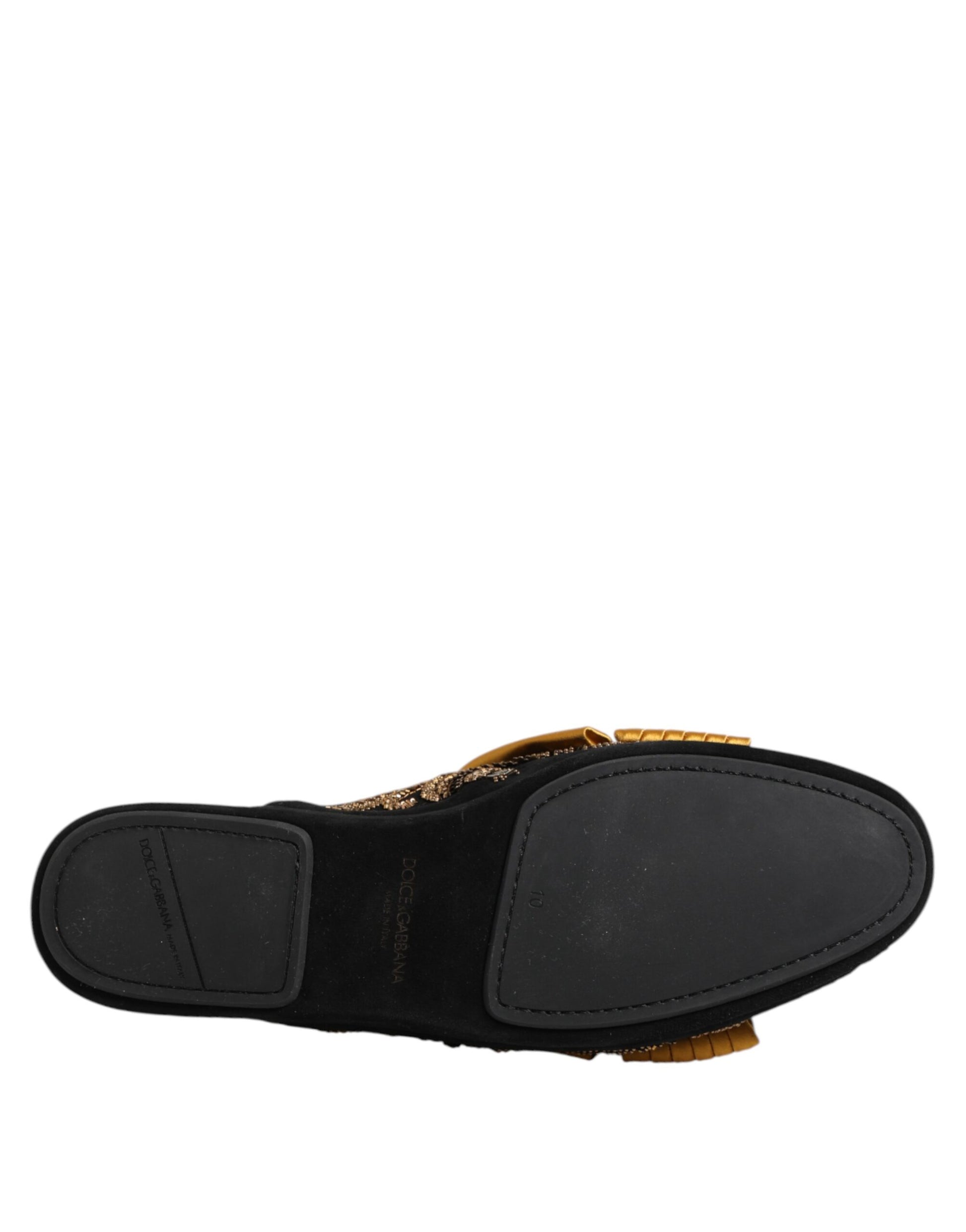 Black shoe with a brown sole