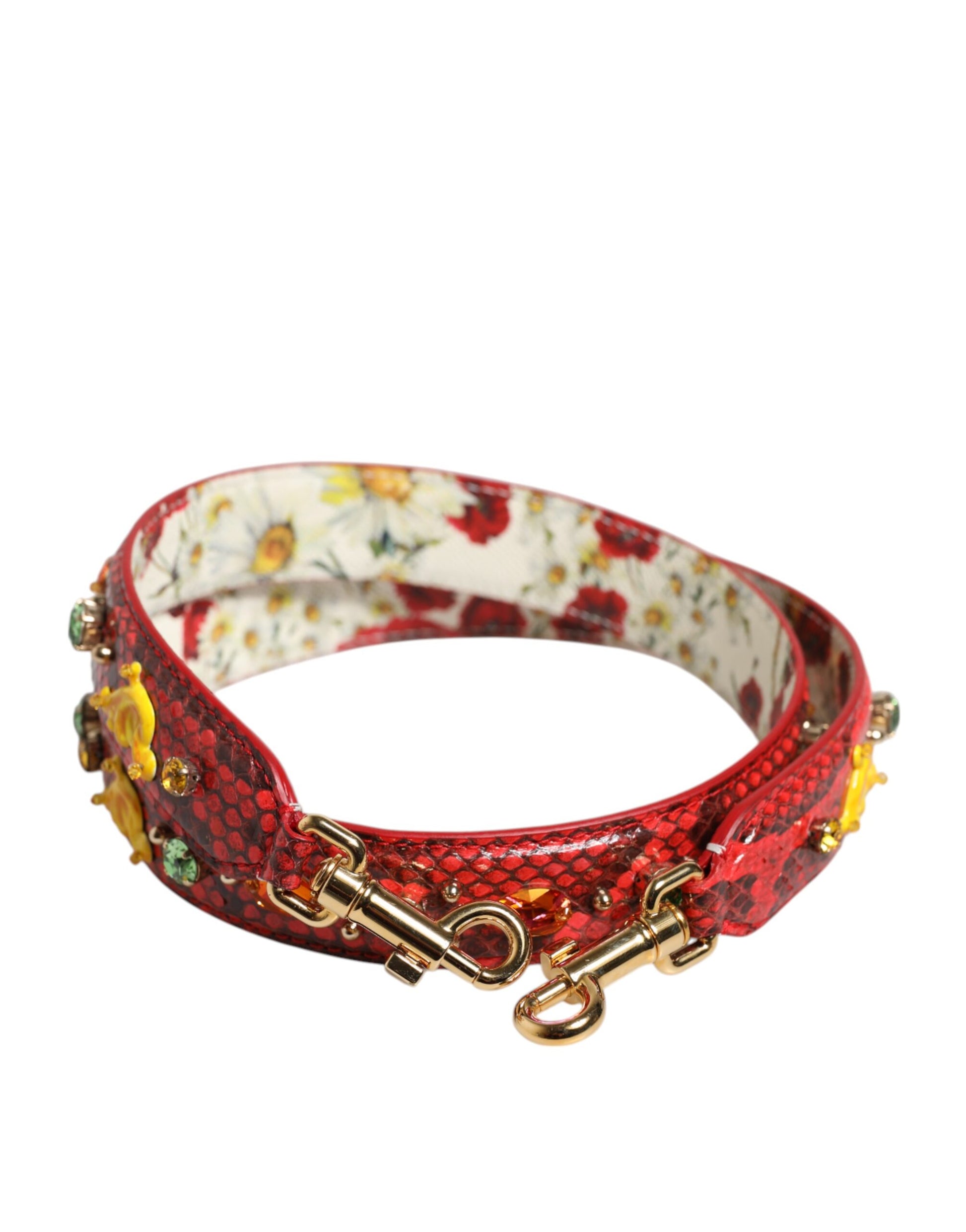 Red floral bracelet with gold accents