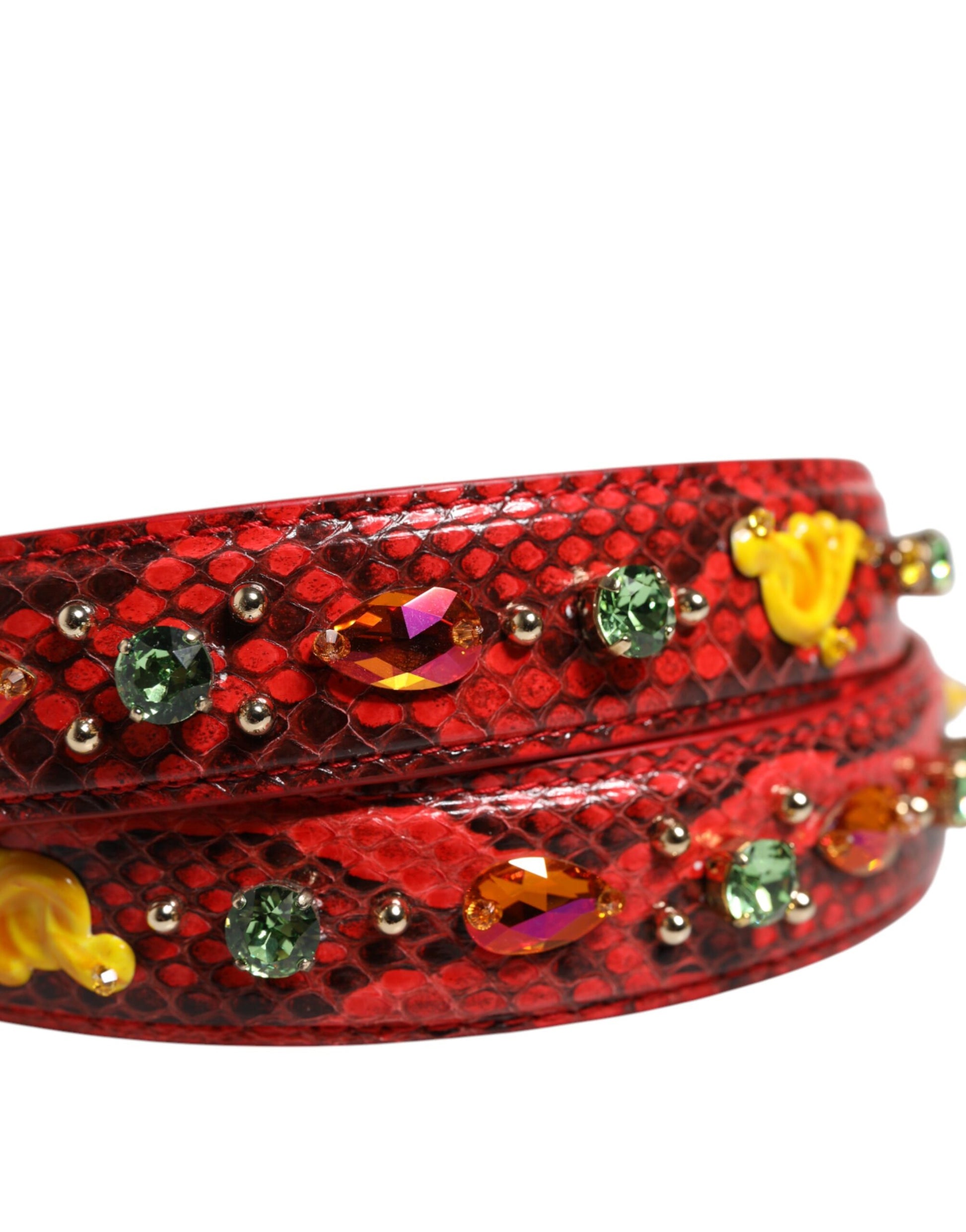 Red snake skin bracelet with sparkling stones