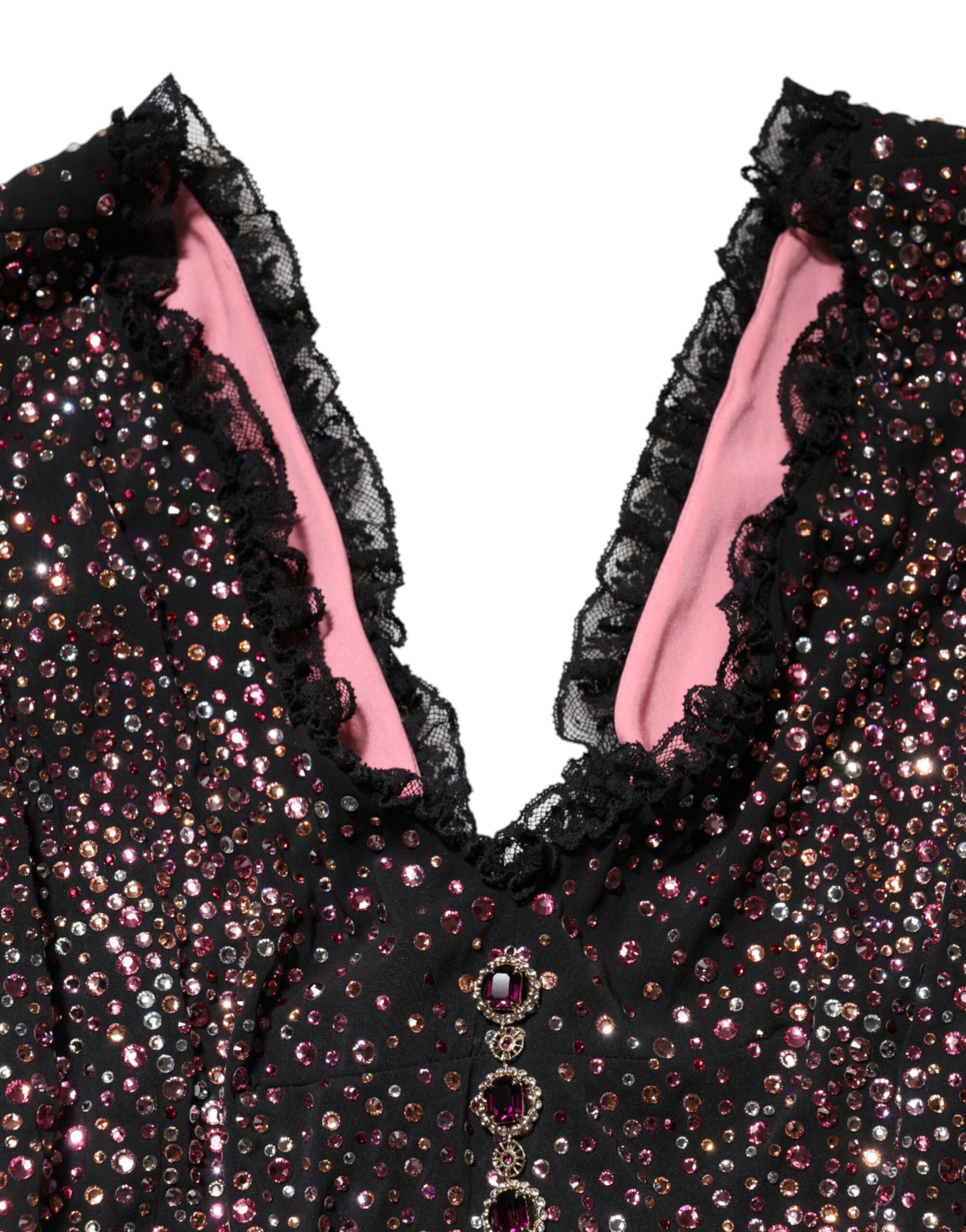 Black and pink embellished mermaid gown dress with sequins