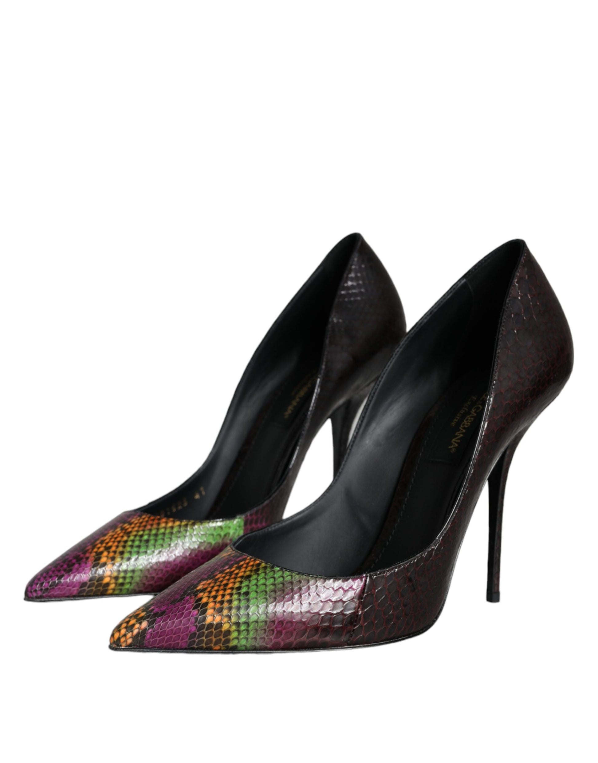 High heel shoes with colorful designs on toe and heel