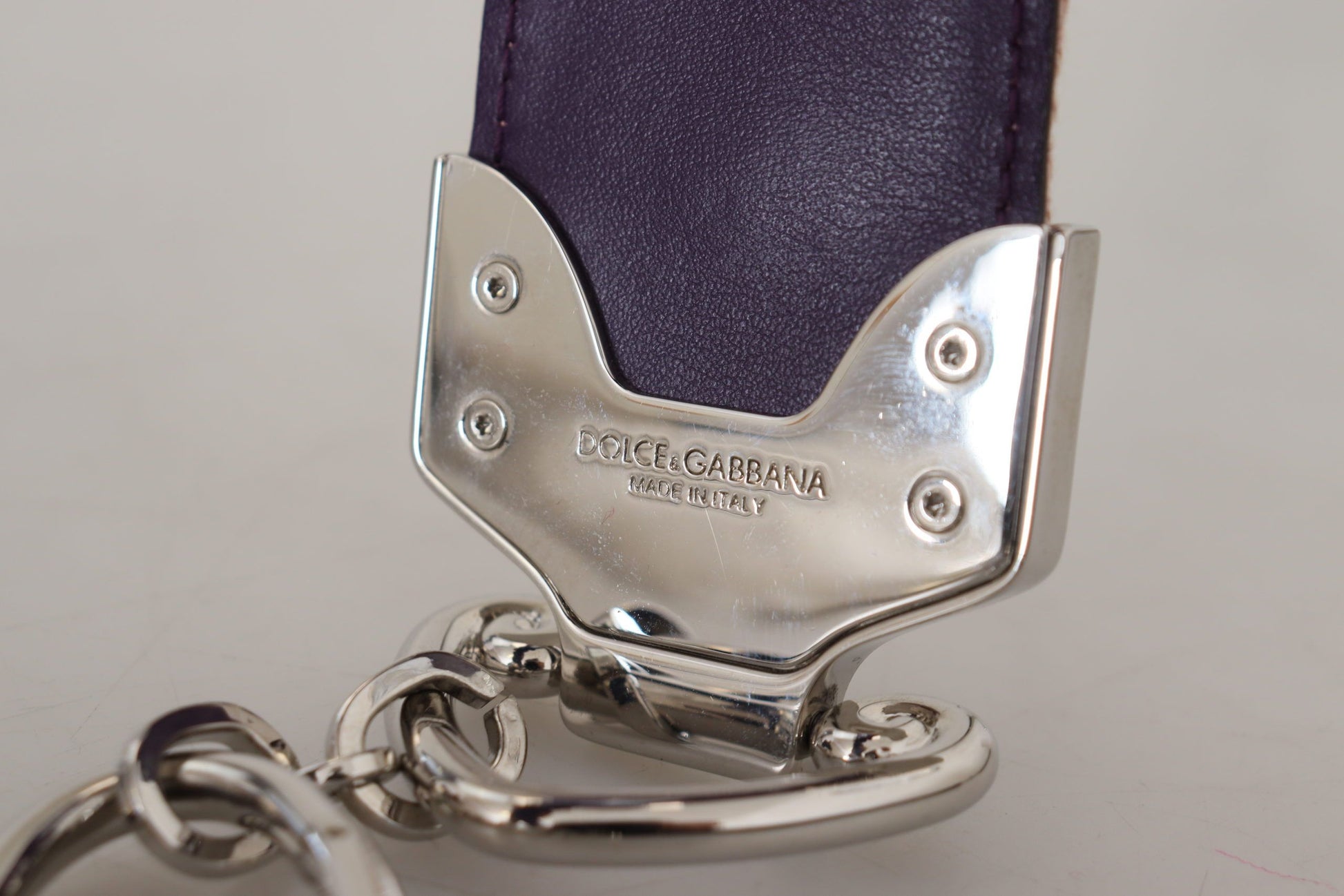 Silver keychain with leather loop