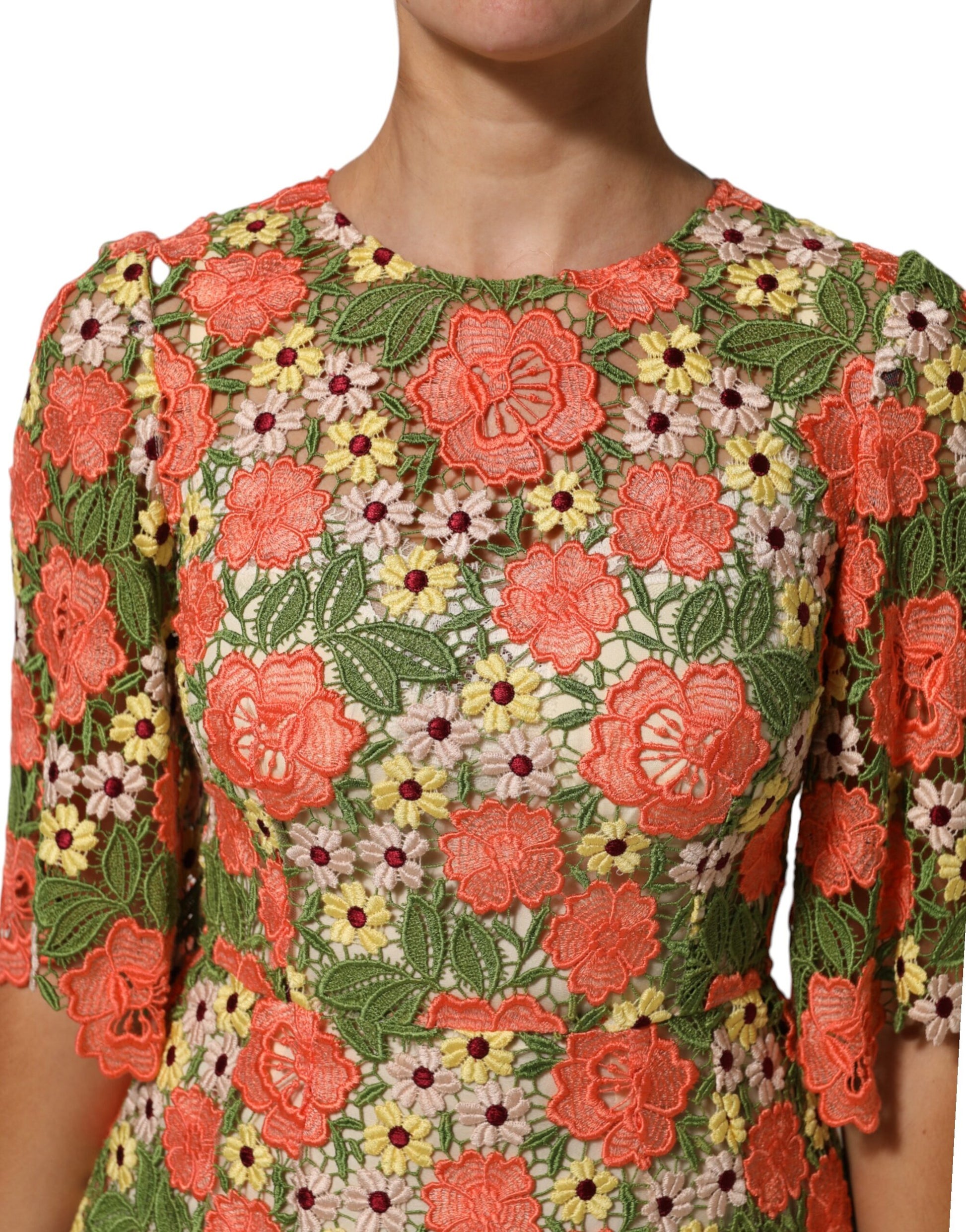 A colorful floral embroidered aline mini dress by Dolce & Gabbana