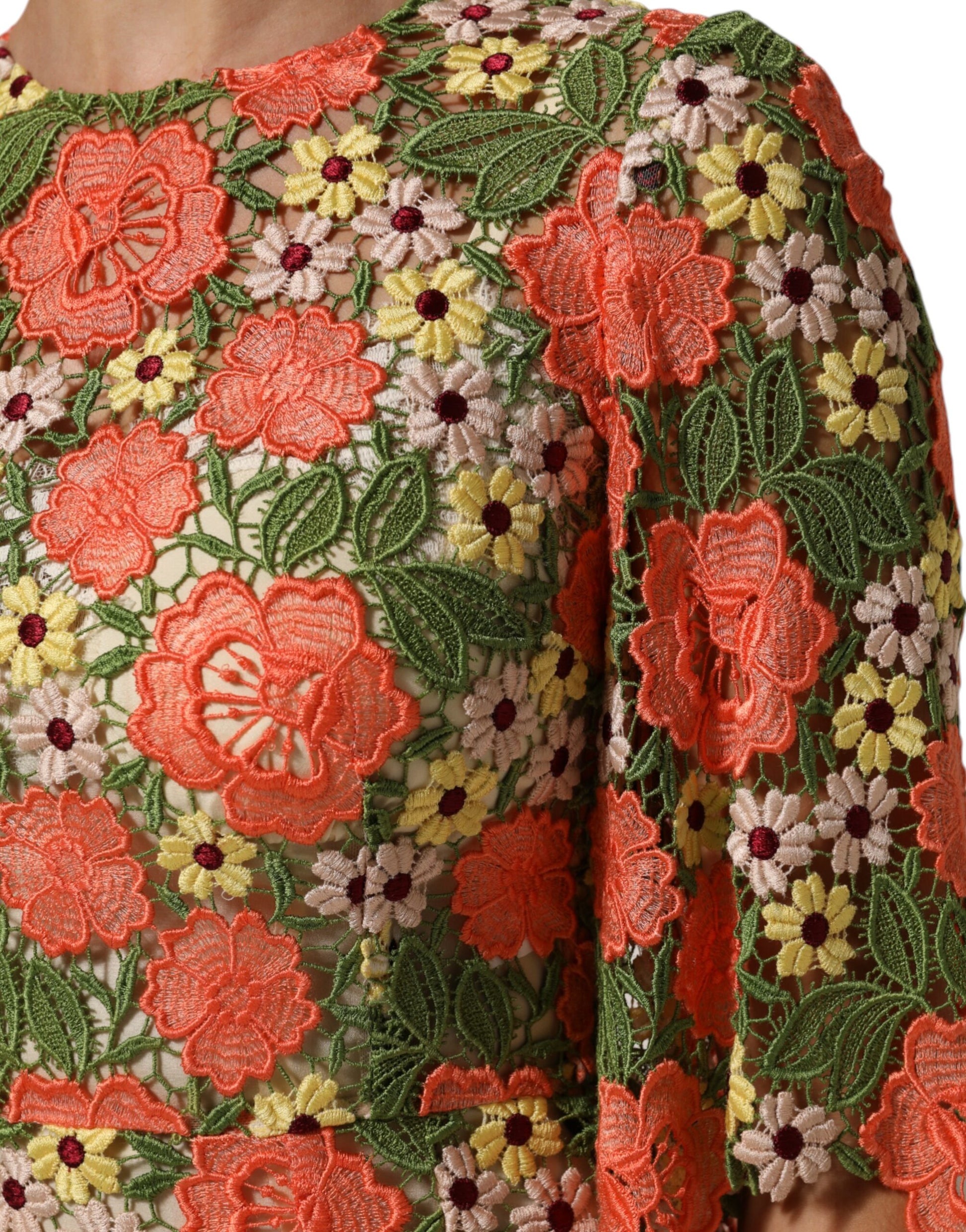 A colorful floral embroidered aline mini dress by Dolce & Gabbana
