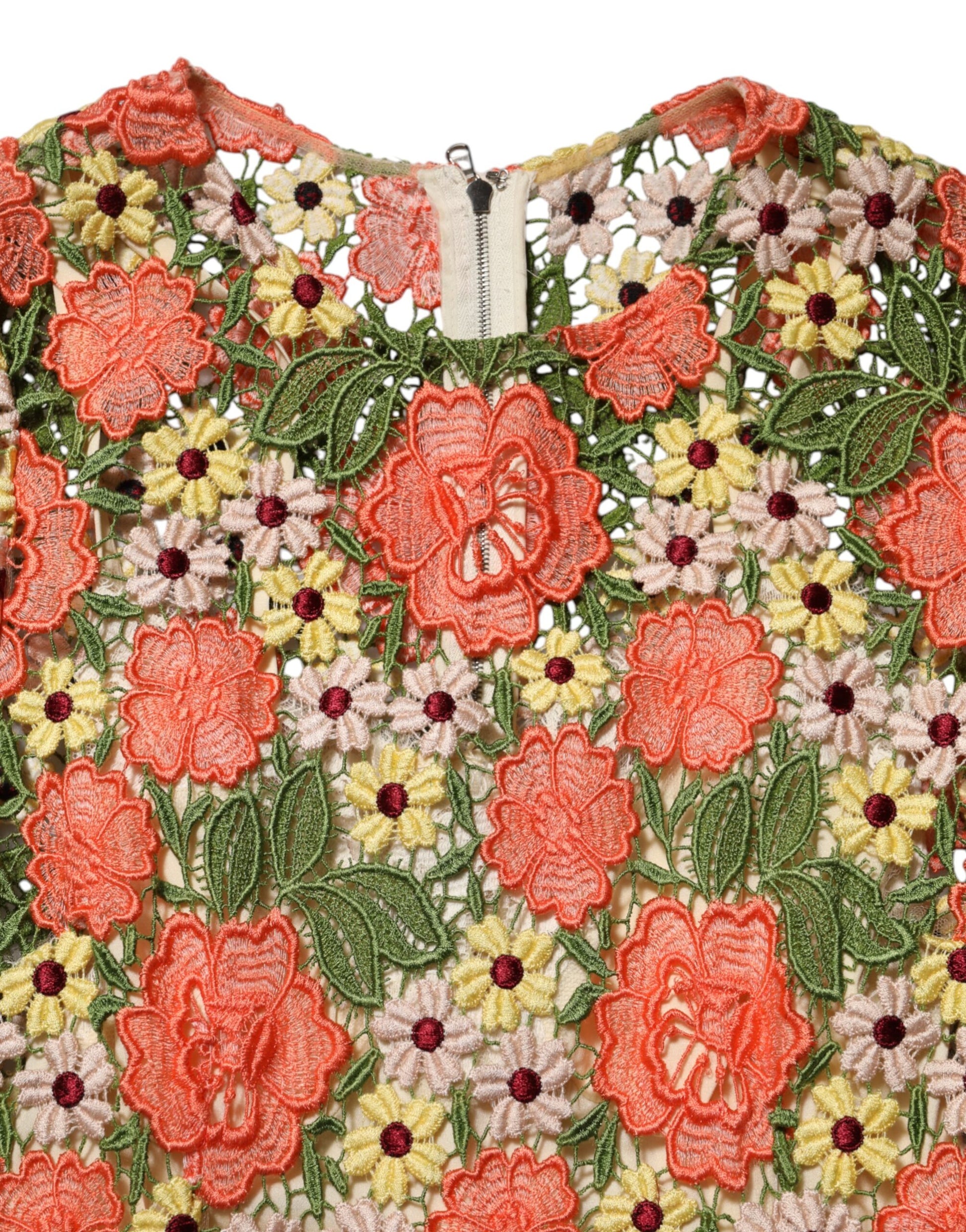 A colorful floral embroidered aline mini dress by Dolce & Gabbana