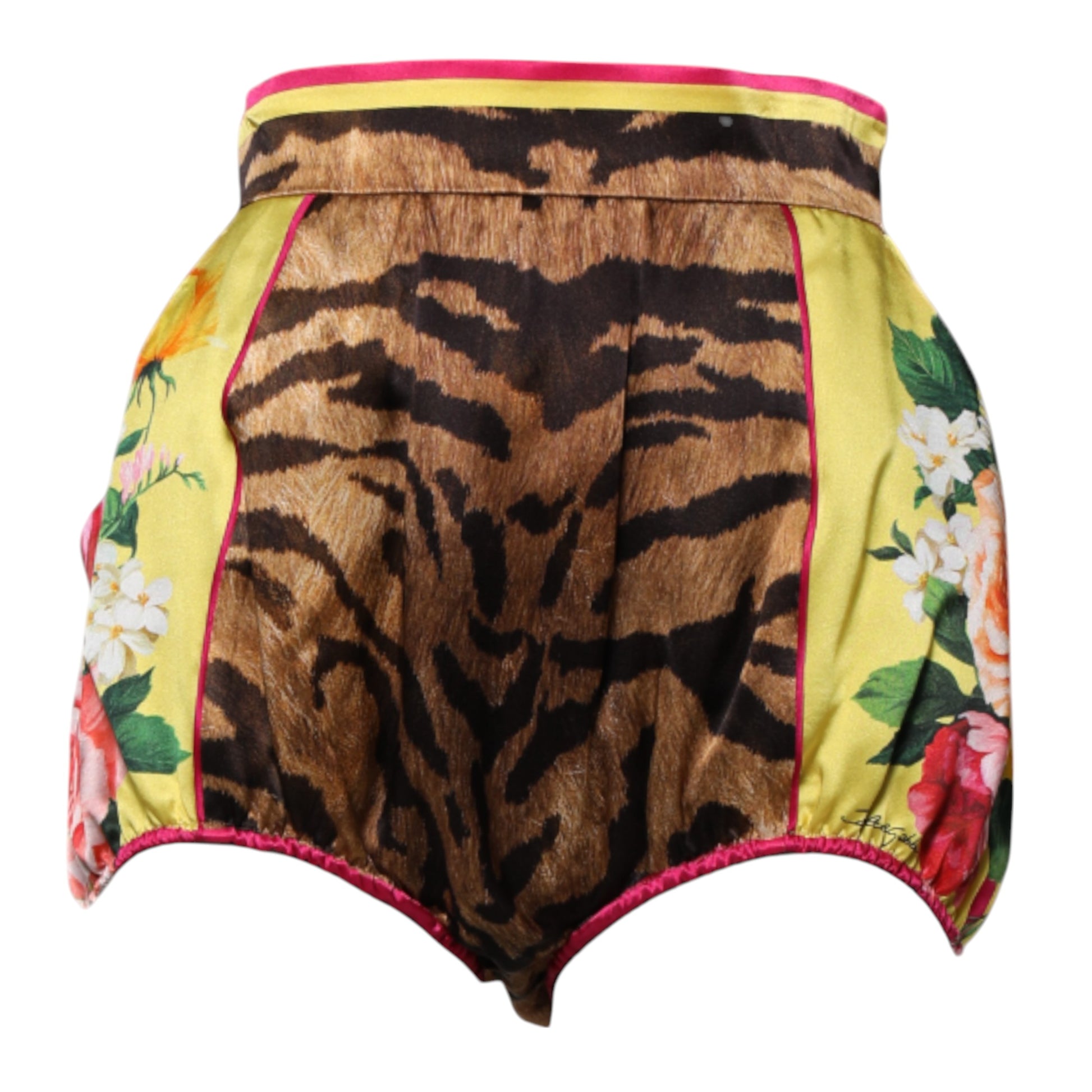 Pair of women's shorts with tiger print and floral design