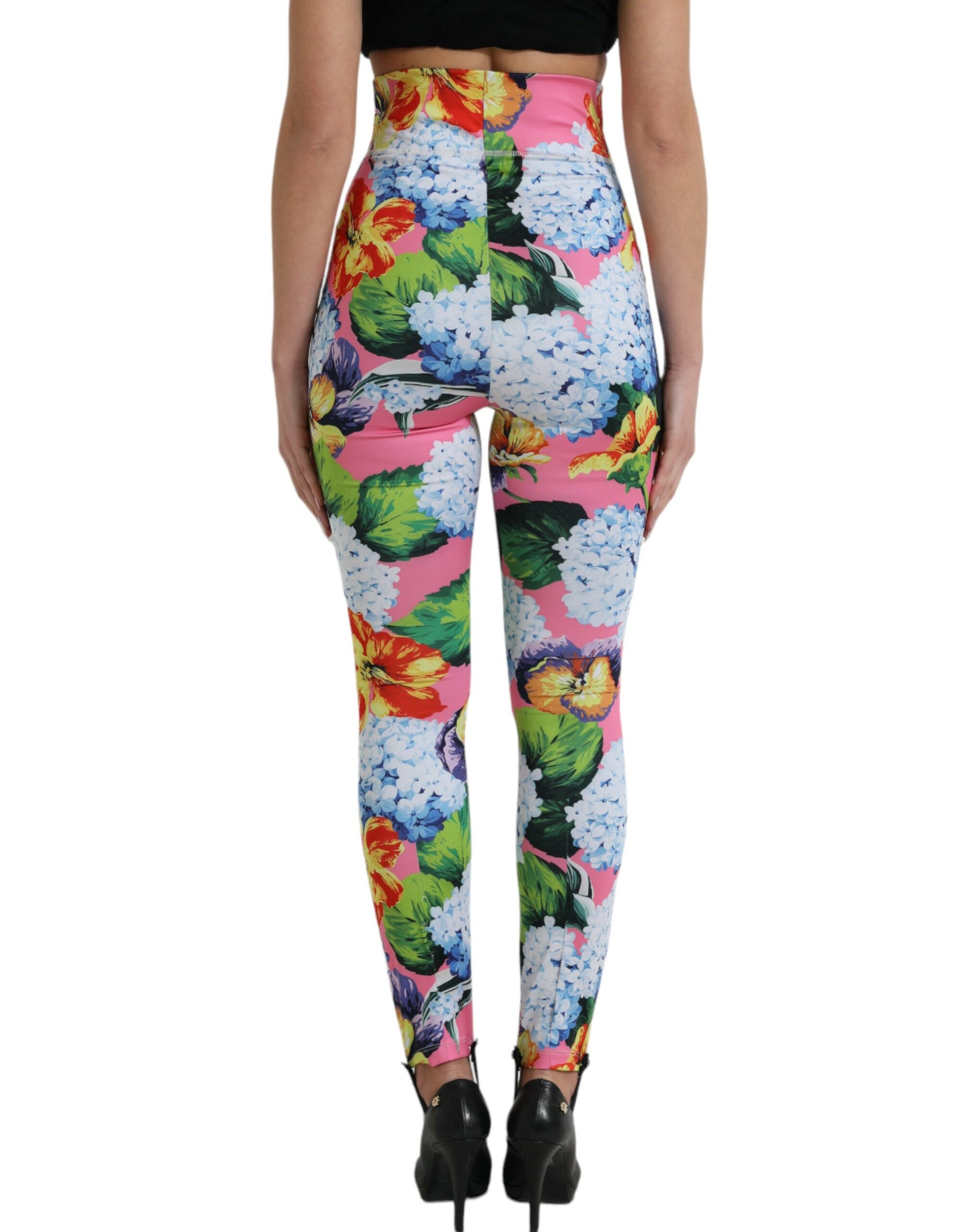 Pair of colorful leggings with floral pattern