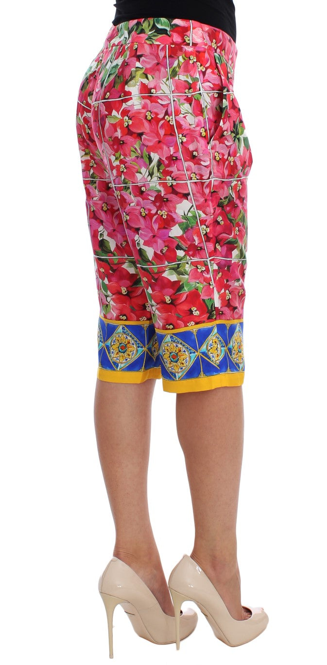 Skirt with floral pattern and blue trim