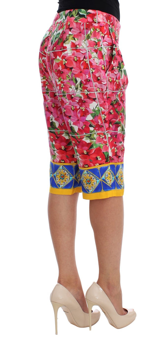 Skirt with floral pattern and blue trim