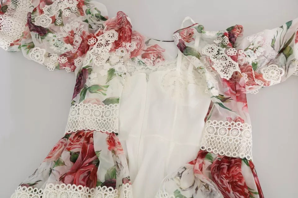 A floral maxi dress with lace detailing