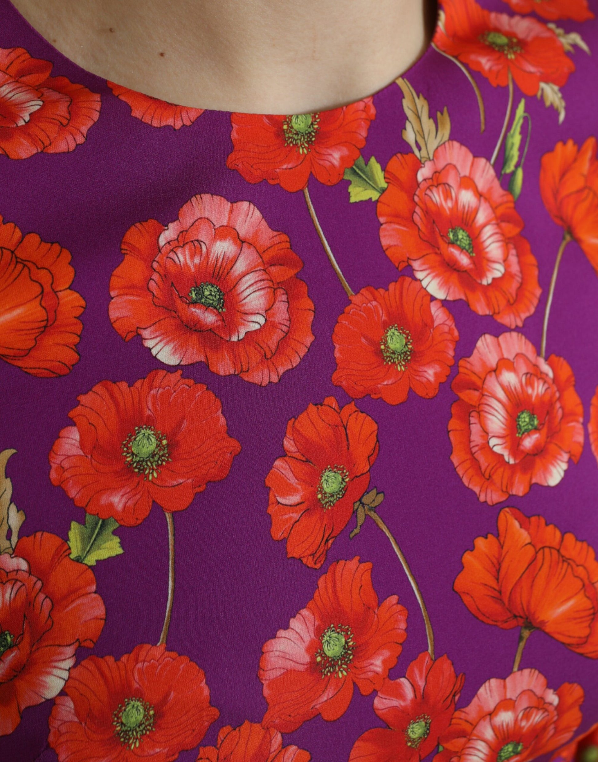 Purple dress with red poppies print