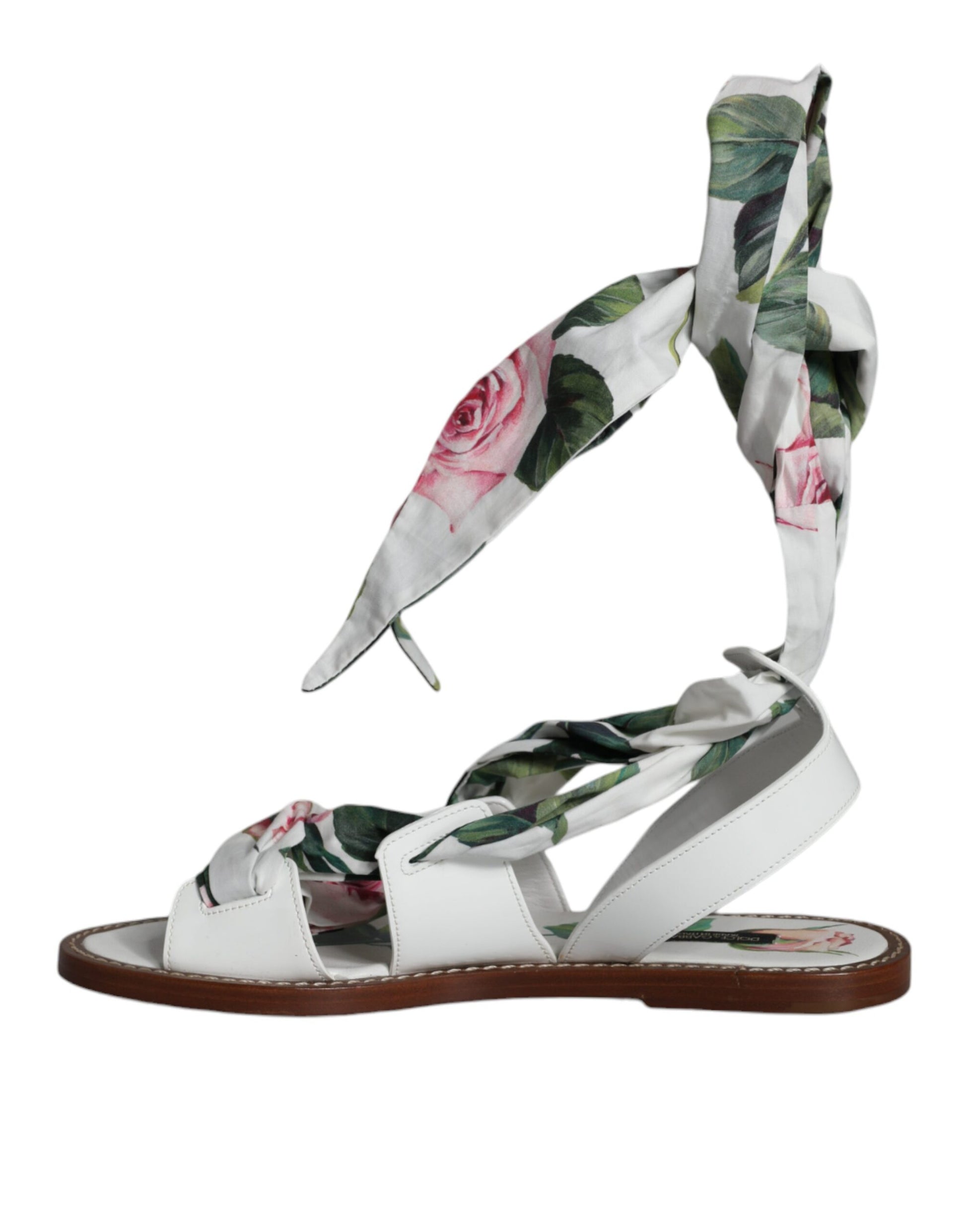 Pair of women's sandals with floral print straps