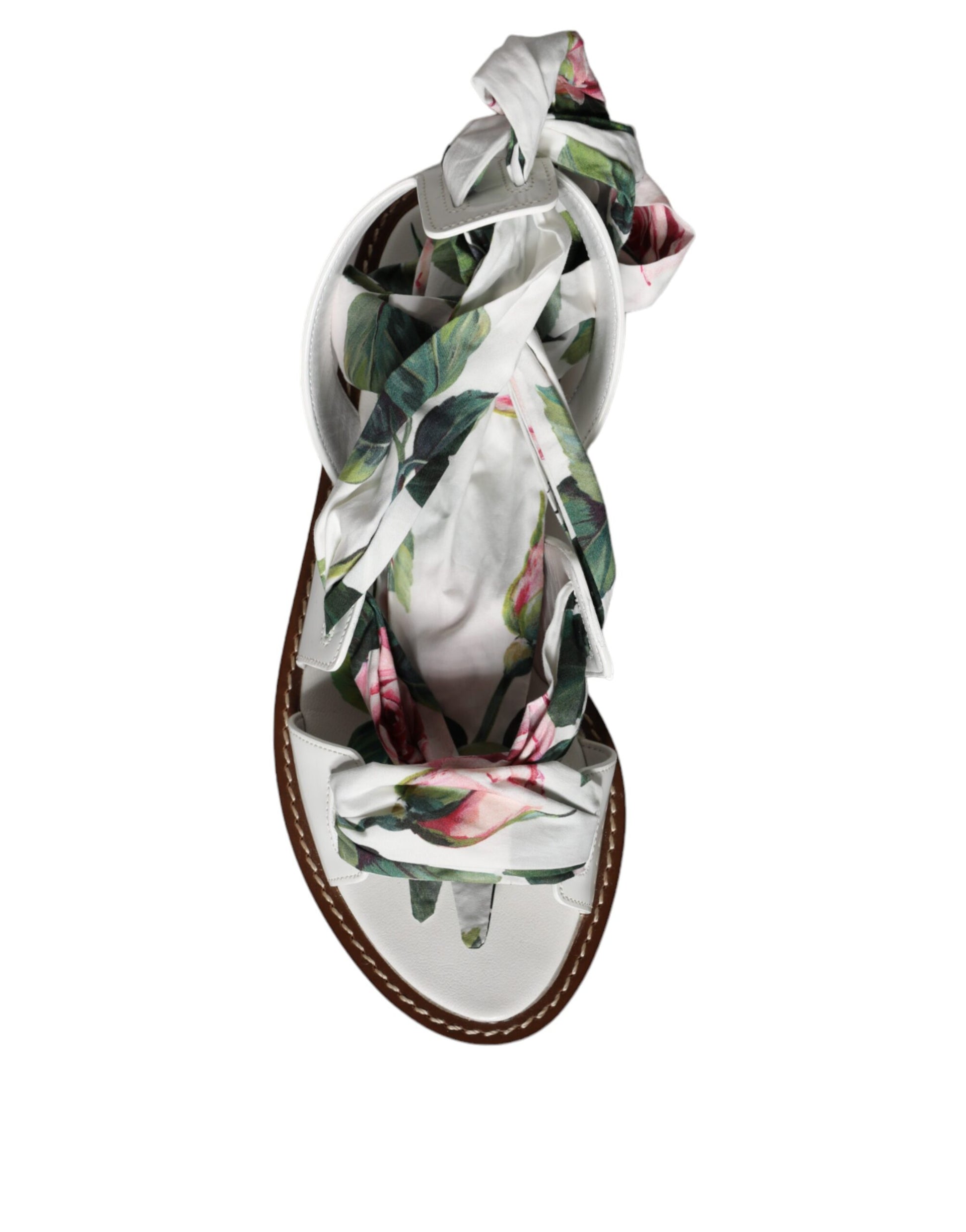 Floral patterned scarf around neck