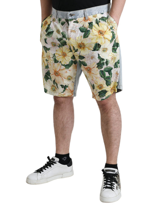 Man wearing floral shorts and sneakers