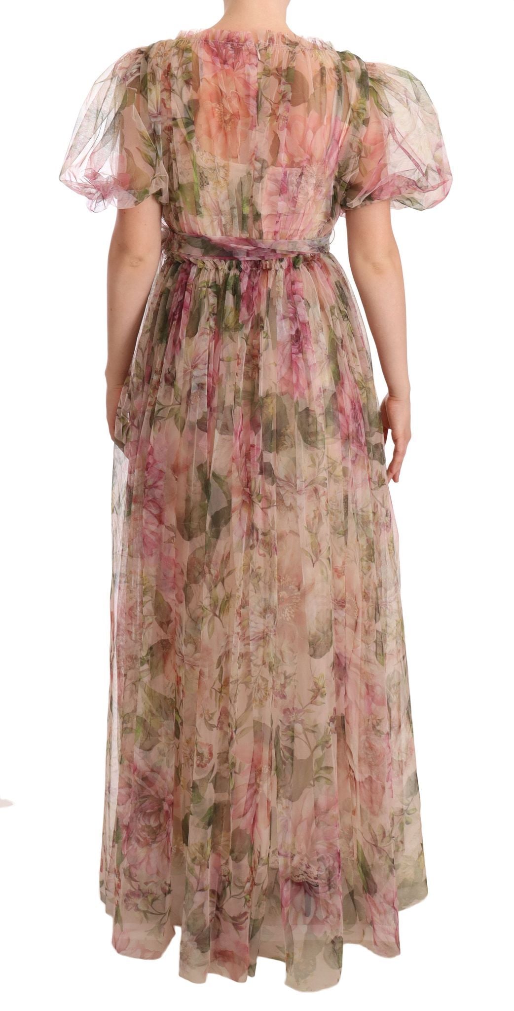 A long, multicolored floral print maxi gown dress by Dolce & Gabbana