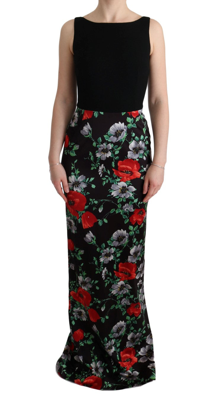 Black floral print dress with long sleeves