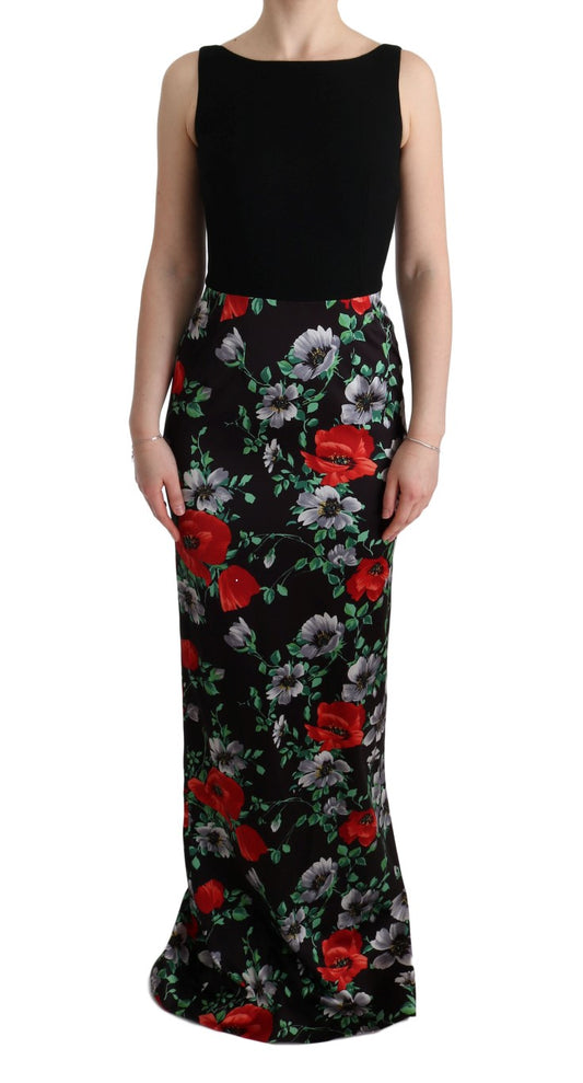 Black floral print dress with long sleeves