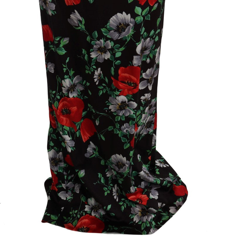 Black leggings with red flower pattern