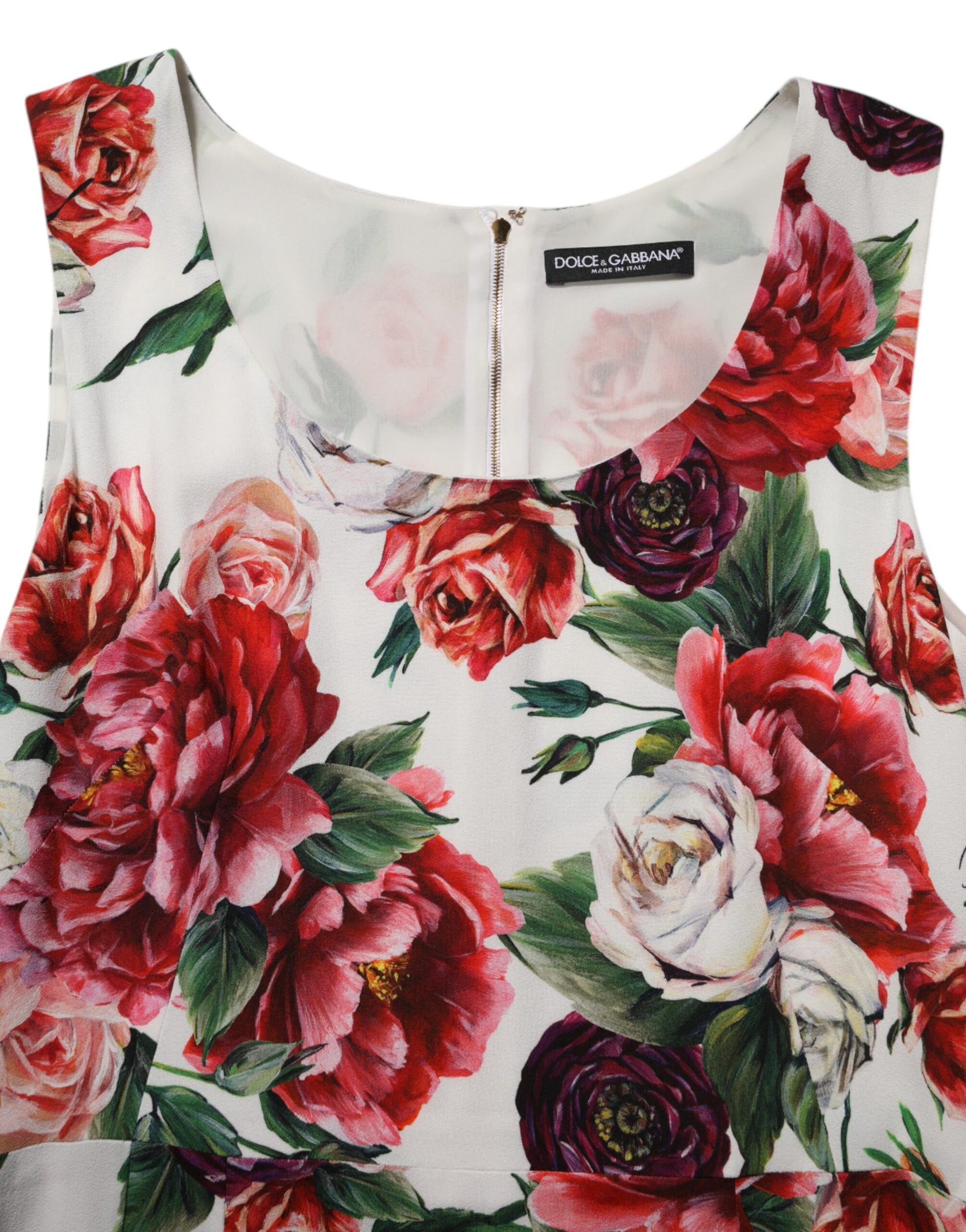 A multicolored floral print viscose sheath dress by Dolce & Gabbana