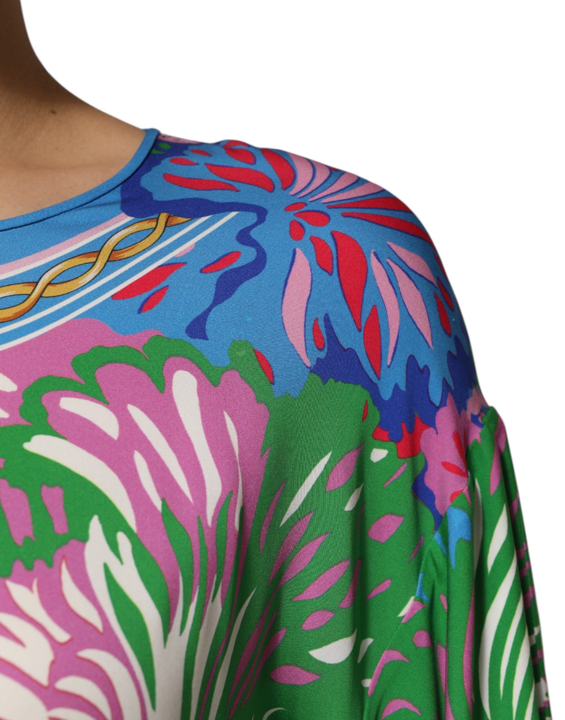 Colorful long sleeve shirt with floral pattern