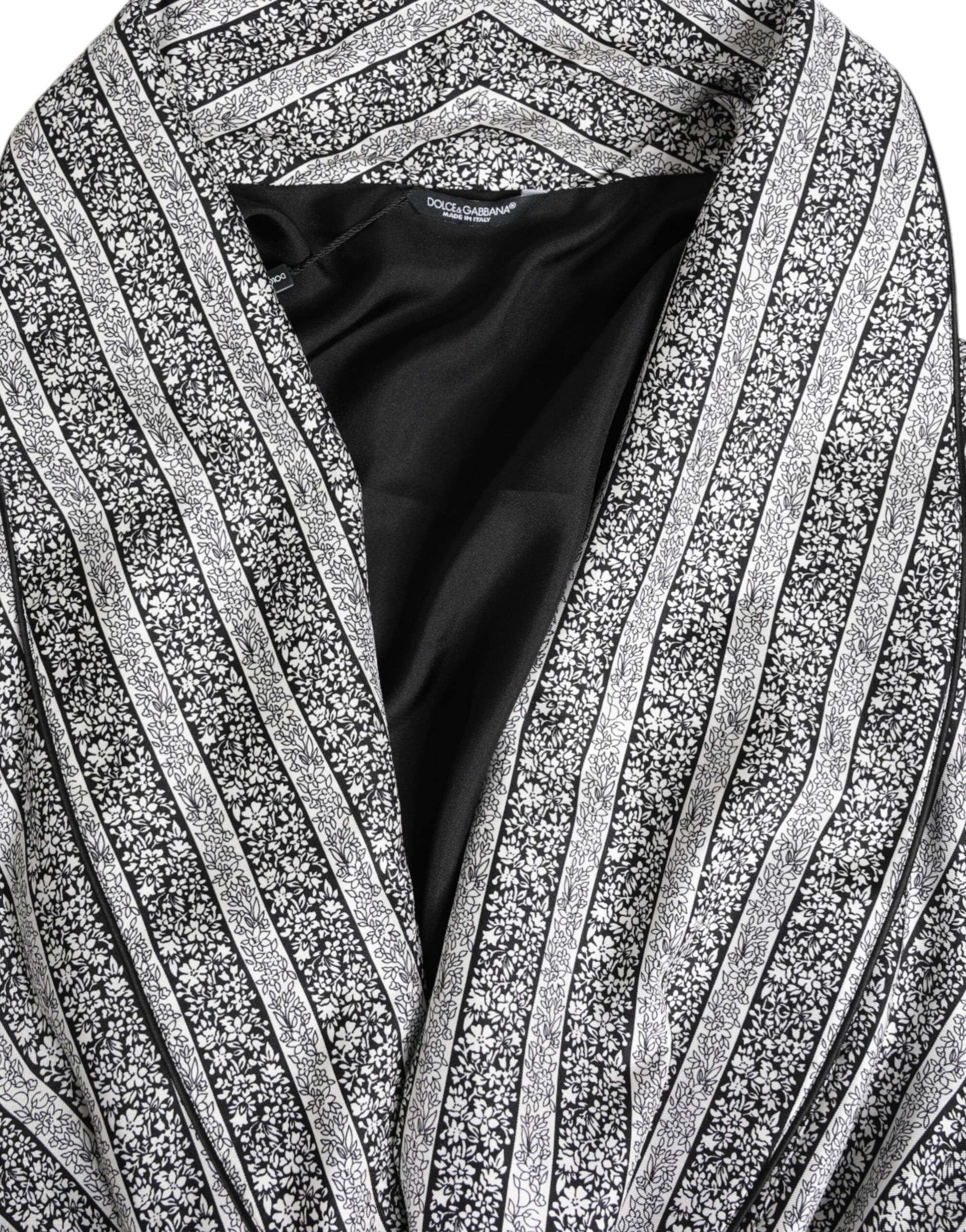 Black scarf with white floral pattern