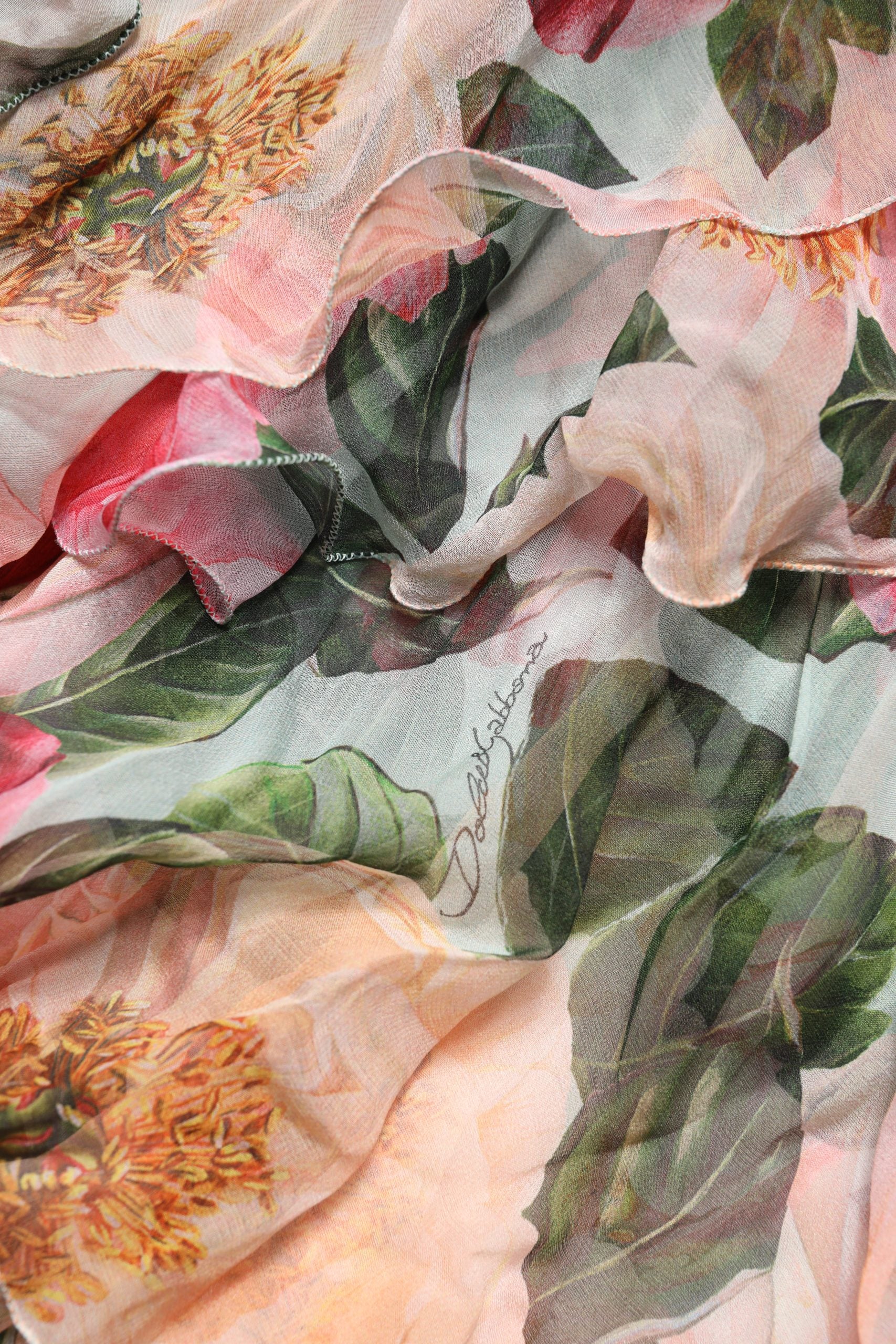 A multicolored floral silk layered maxi dress by Dolce & Gabbana