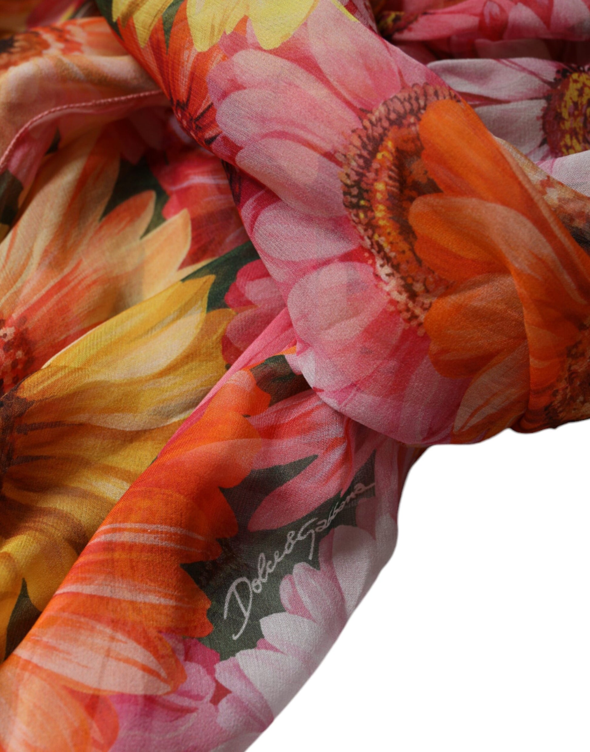 A colorful floral print dress with a V-neckline