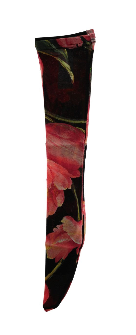 Tall red floral patterned sock