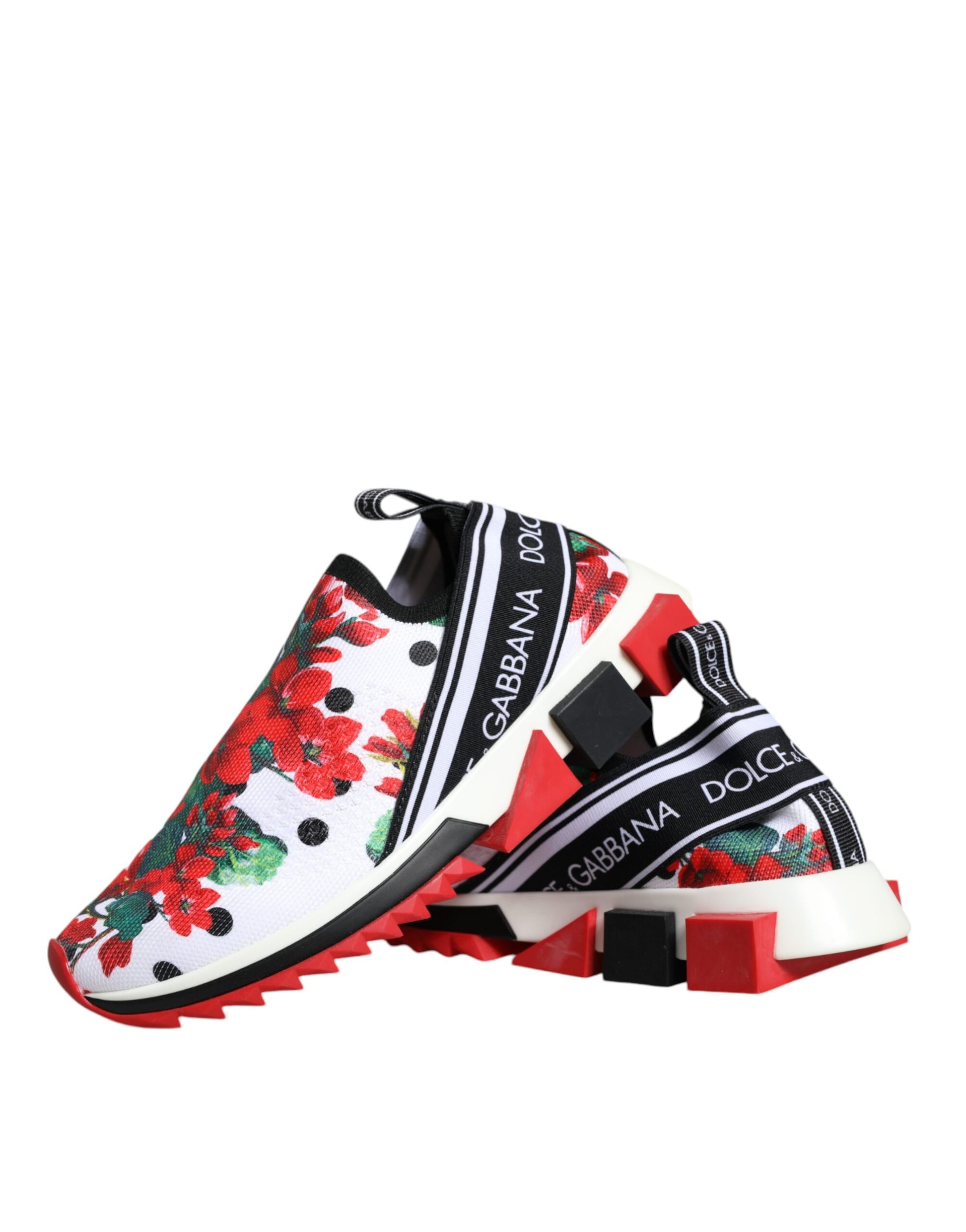 Colorful sneakers with floral pattern and laces