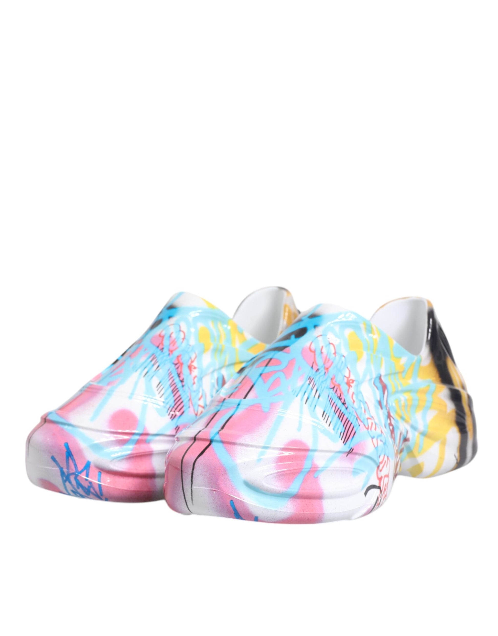 Colorful sneakers with graffiti design on side
