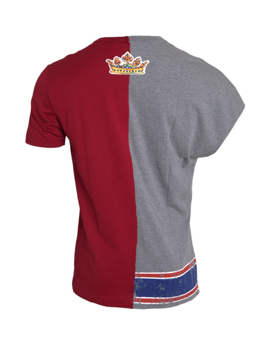 Red and grey shirt with a crown logo on back