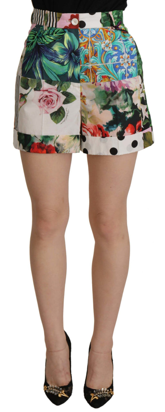 Short skirt with floral pattern on a model