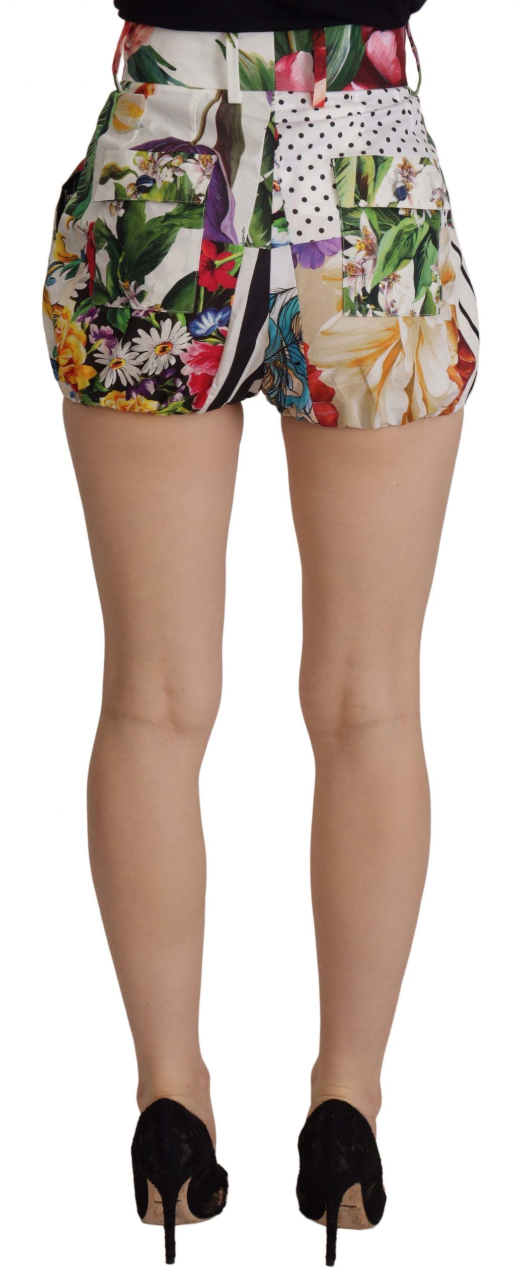 A pair of high waist shorts with a floral pattern, designed by Dolce & Gabbana