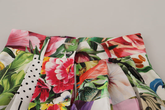 Colorful floral patterned high waist shorts
