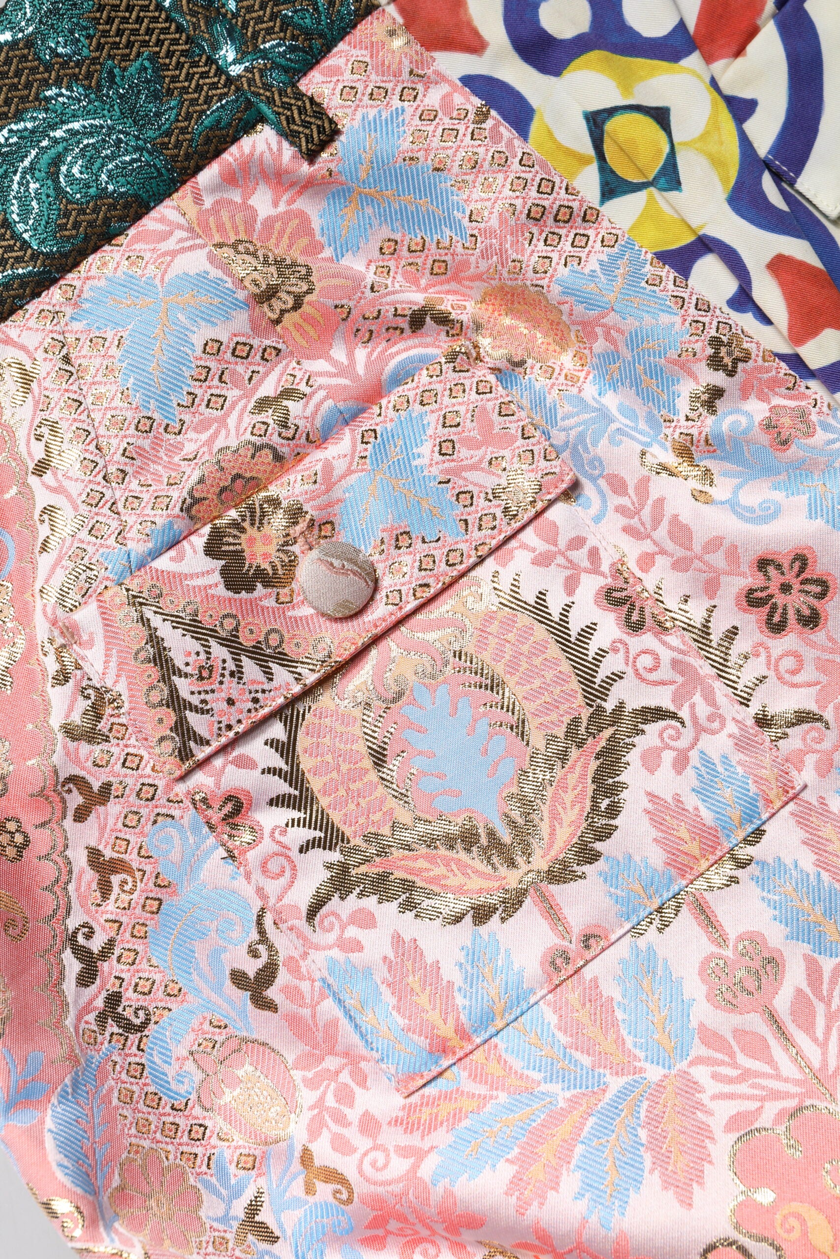 Colorful patterned fabric with intricate designs