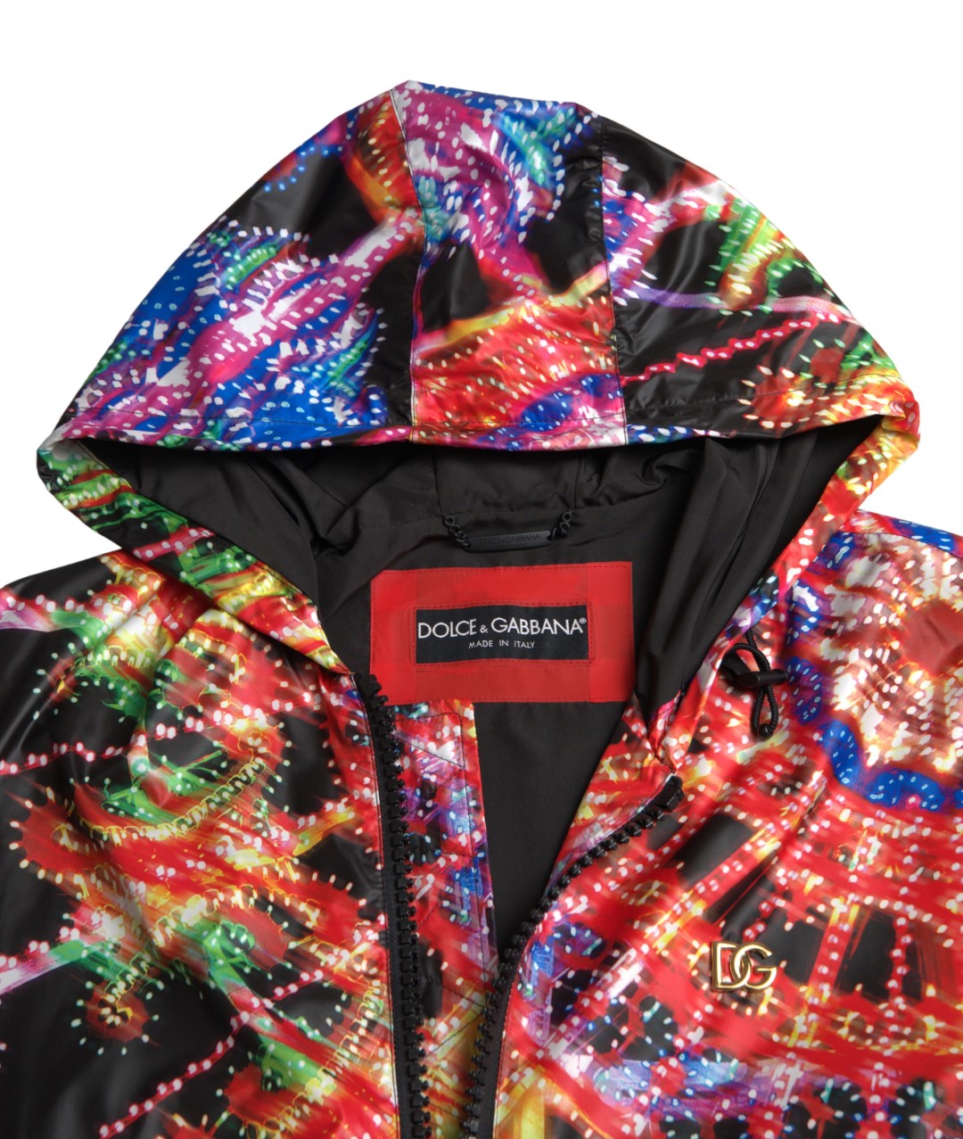 Colorful hooded jacket with zipper