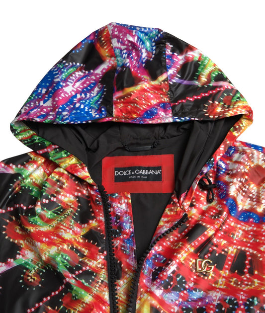 Colorful hooded jacket with zipper