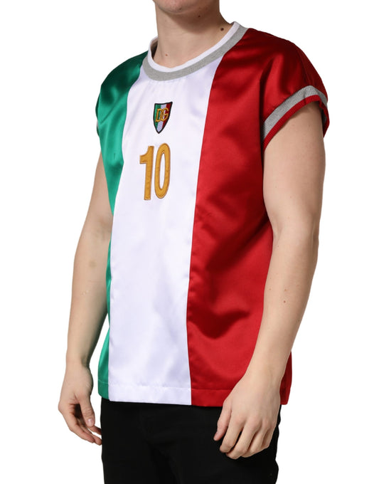 Red white green jersey with number 10 on front