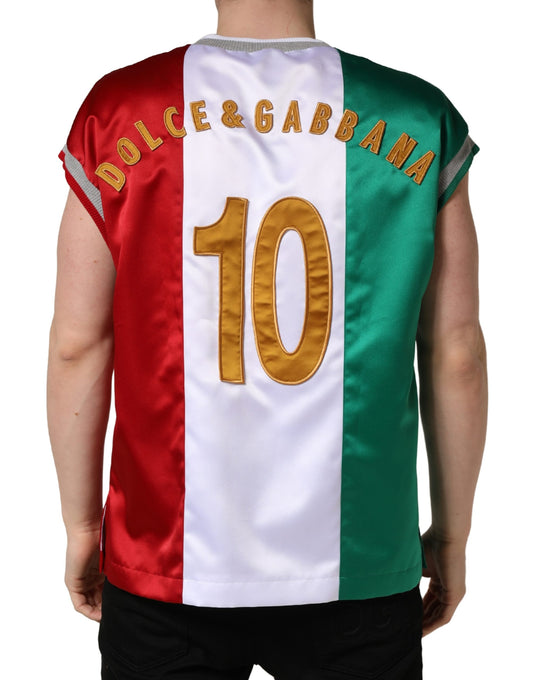 Red white green jersey with number 10 on back