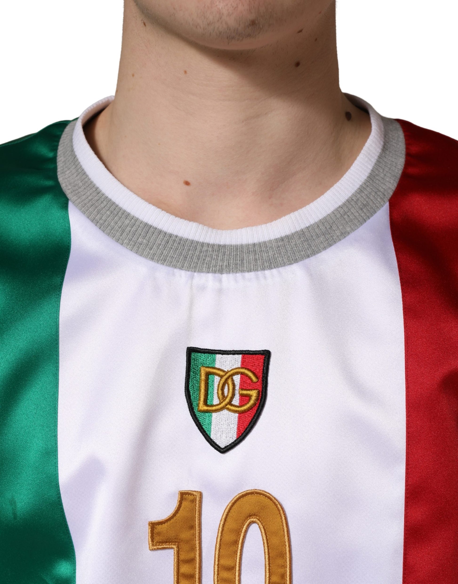 Red white green soccer jersey with number 10 on front