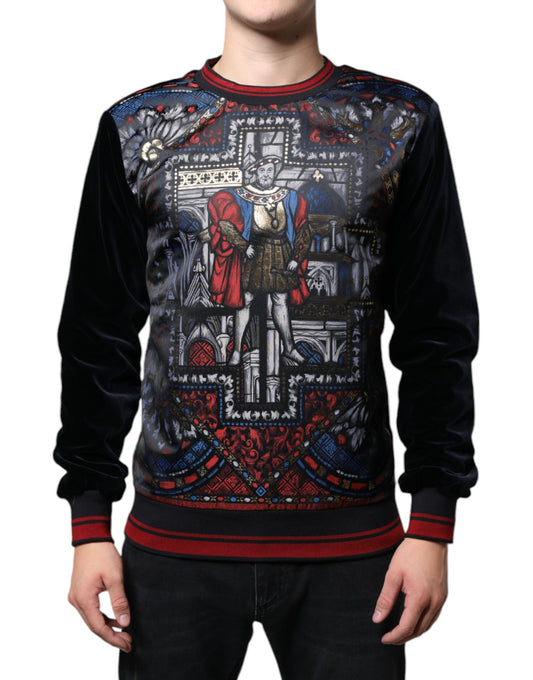 Long sleeve sweater with religious artwork on front