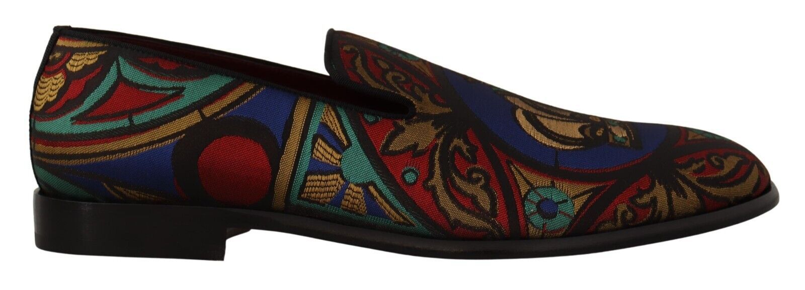 Colorful embroidered shoes with floral pattern and heels