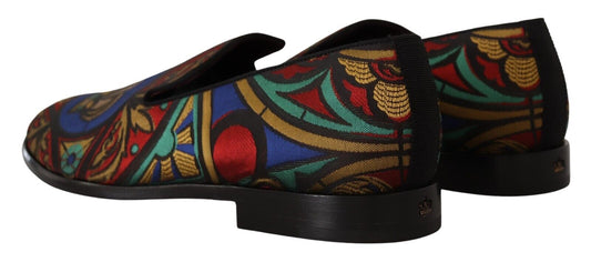 Colorful shoes with floral pattern and high heels