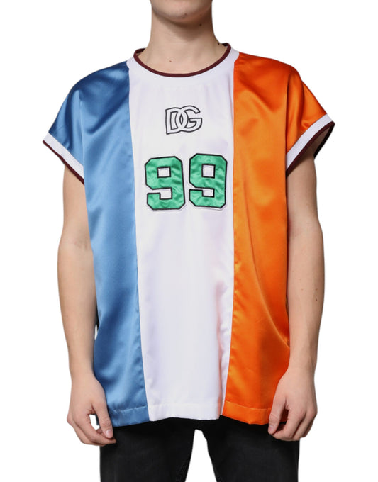 Orange blue and green sports jersey