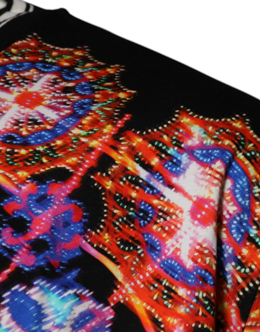 Colorful embroidered fabric with intricate patterns