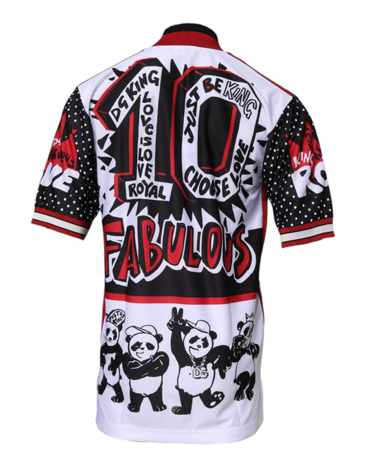 Black and white jersey with various graphics and text