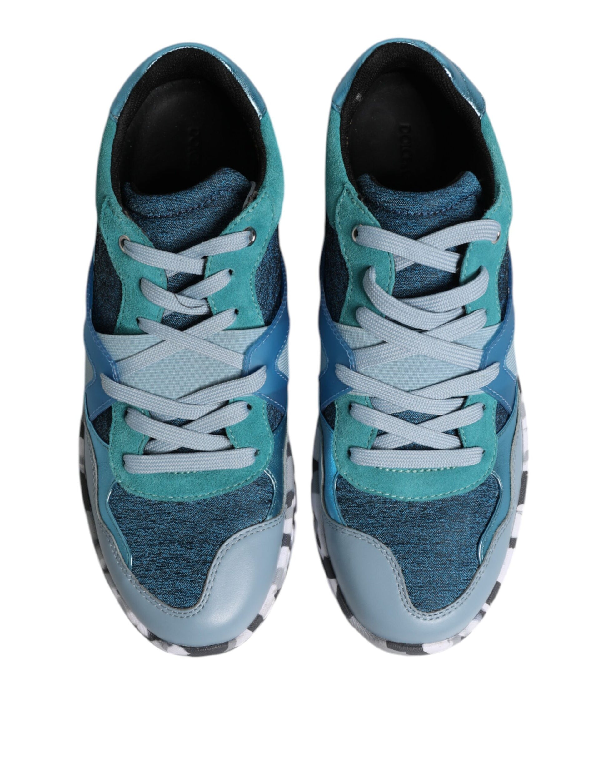 Pair of blue and white sneakers