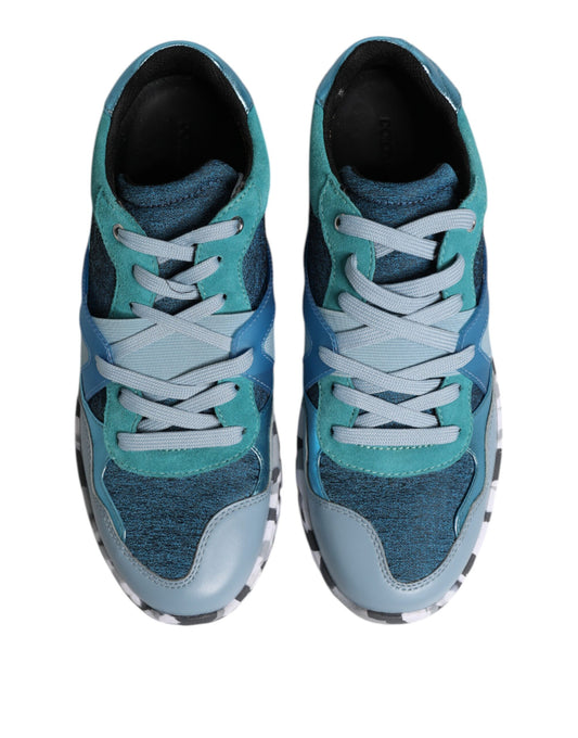 Pair of blue and white sneakers