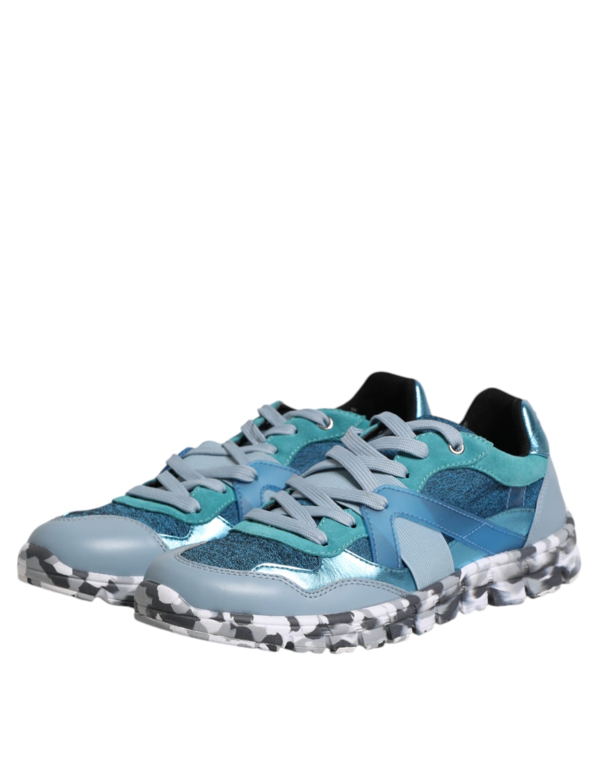 Blue and white sneaker with laces